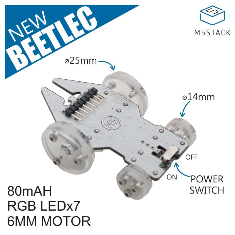 M5Stack Beetlec Robotic Car Dual-Driver and 7 RGB LEDs ESP32 Full-Function Small Robotic Car