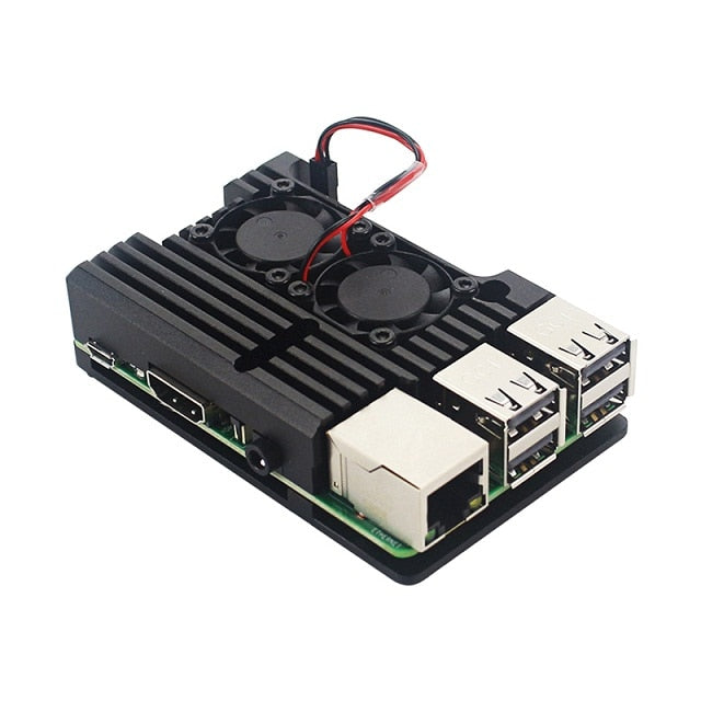 Raspberry Pi 4 Aluminum Metal Case Raspberry Pi 3 Aluminum Case Box with Dual Fan Heat Sink for Raspberry Pi 4 3 Model B 3B Plus