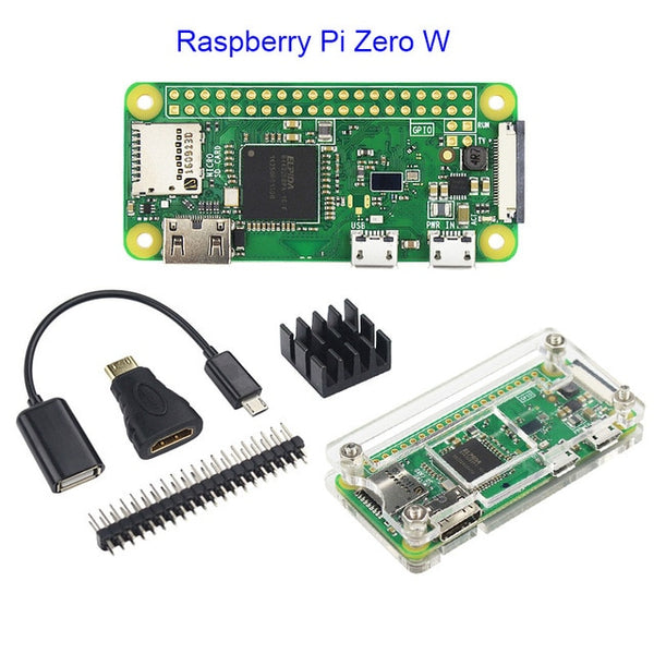 Hot Sale Raspberry Pi Zero 1.3 or Raspberry Pi Zero W Starter Kit+Acrylic Case+GPIO Header+Heat Sink 1GHz CPU 512Mb RAM RPI 0/W